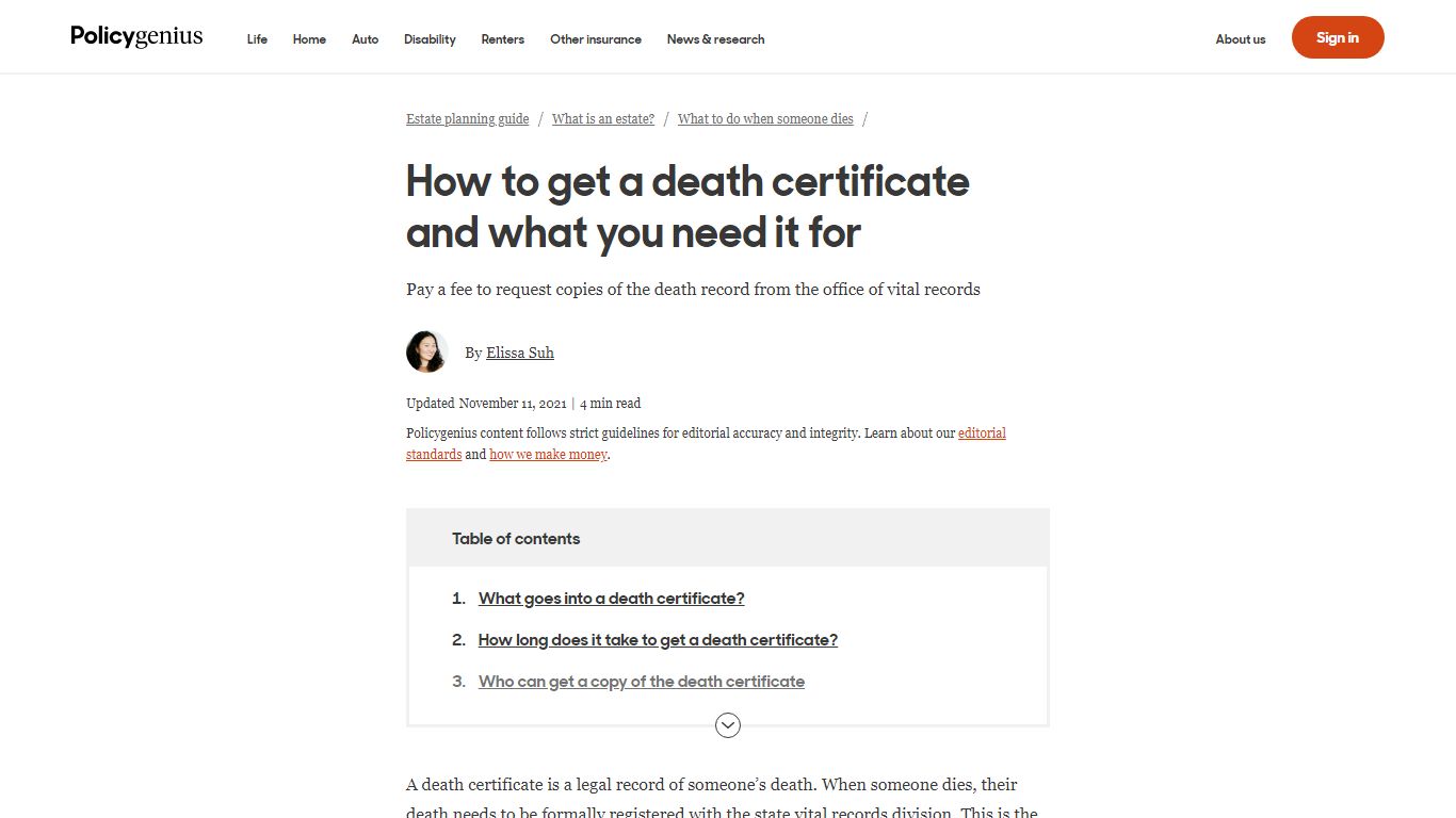 How to Get a Death Certificate & How Long It Takes - Policygenius